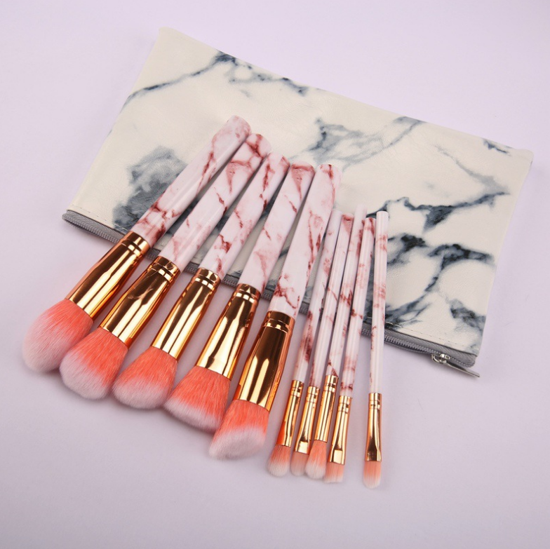 10 Pieces Pink Multifunctional Makeup Brushes