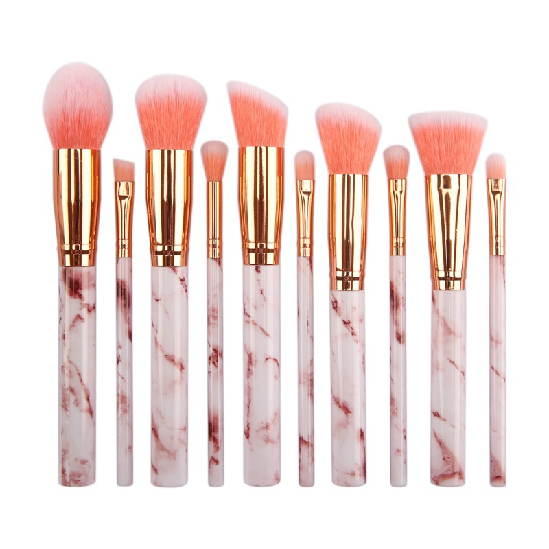 10 Pieces Pink Multifunctional Makeup Brushes